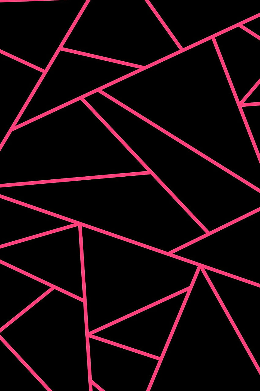 premium illustration of Geometric triangle pattern black pink, cute black and pink HD phone wallpaper