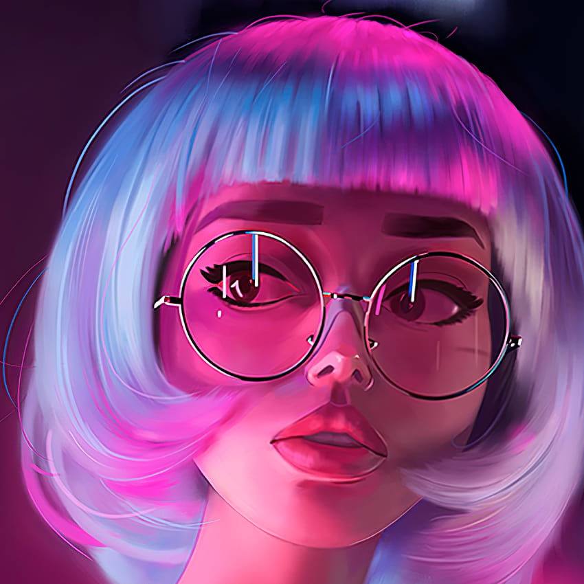 2932x2932 Neon Girl Glasses Ipad Pro Retina Display , Backgrounds, and ...