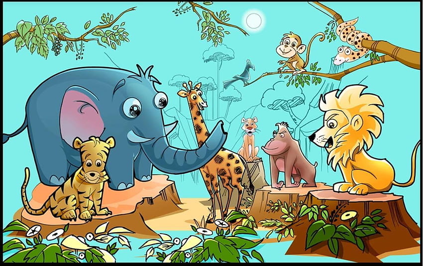 Wholesale And Retail Custom 3d Wall Murals Cute Cartoon Forest Zoo Animal Mural Children Room Backgrounds Wall Papers Home Decoration From A378286736, $8.69 HD wallpaper