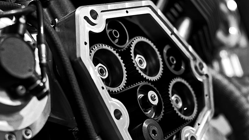 : bicycle, motorcycle, vehicle, closeup, technology, engine, wheel, black and white, monochrome graphy 1920x1080, motorcycle engine HD wallpaper