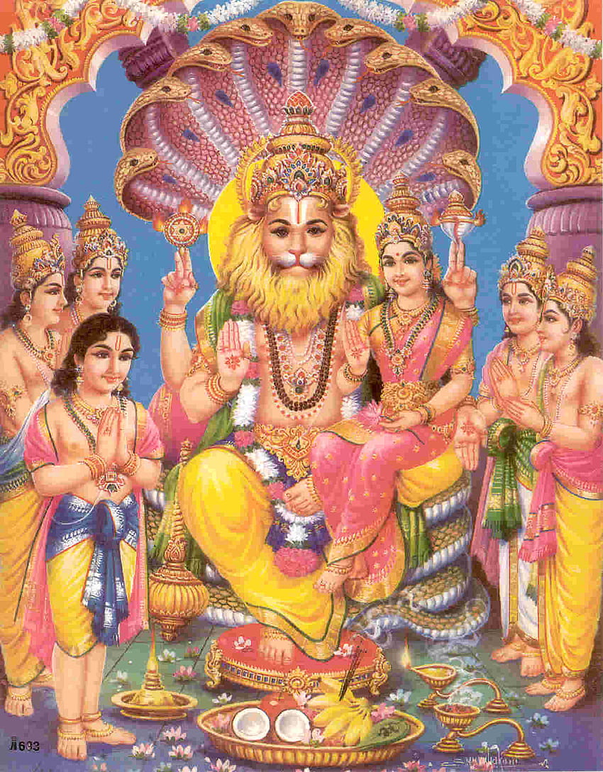 7: Señor Lakshmi Narasimha, dios narasimha fondo de pantalla del teléfono