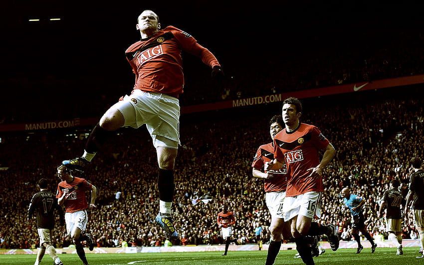 Wayne Rooney, futbolcu, forvet, Manchester United, gol, futbol, ​​futbol » Spor » GoodWP, gol kutlaması HD duvar kağıdı