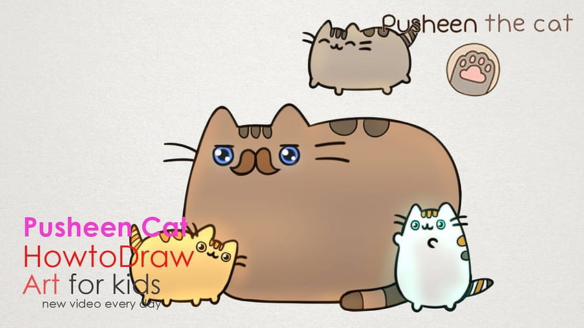 How to Draw Pusheen Cat Father's Day step by step drawing for kids, pusheen fathers day HD wallpaper