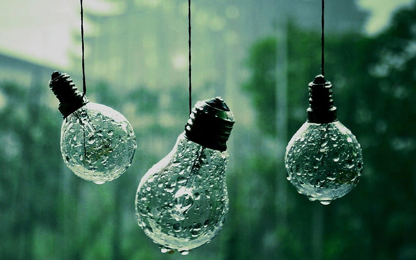 Wet light bulbs, light rain HD wallpaper