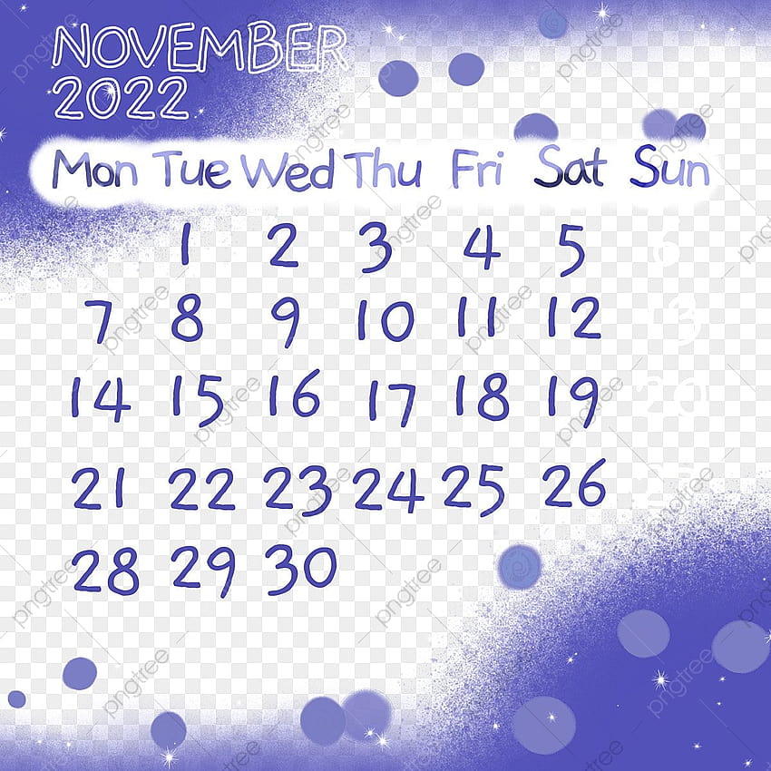 November 2022 Monthly Calendar In Very Peri Color Trend Design, November 2022, Calendar 2022, Monthly Calendar PNG Transparent Clipart and PSD File for, november 2022 calendar HD phone wallpaper
