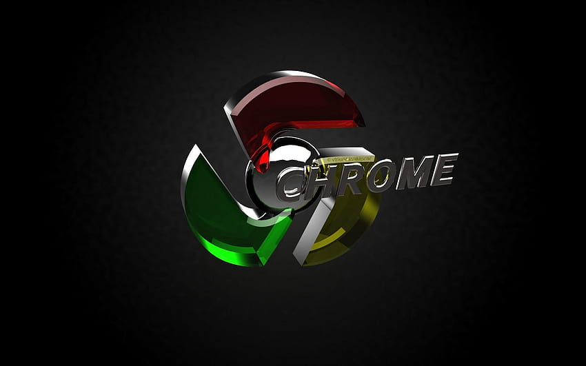 3D-Logo von Google Chrome animiert Schwarz, Chrom HD-Hintergrundbild