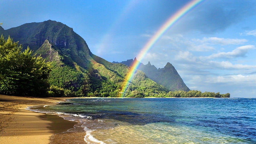 Rainbow Beach of Beach, beautiful of rainbow HD wallpaper