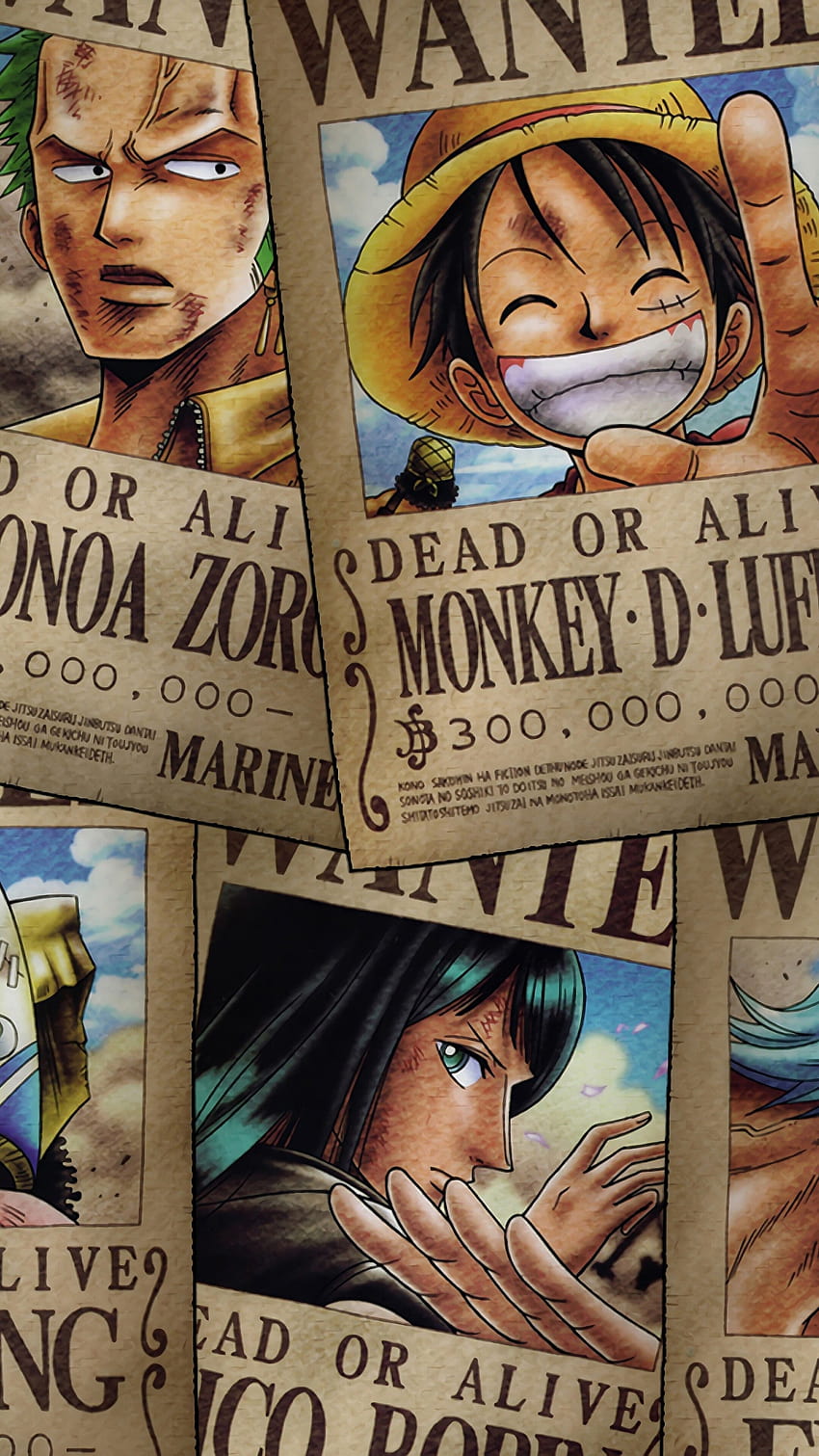 301304 One Piece, Straw Hat Pirates, Wanted, Poster, affiche de recherche de singe d luffy Fond d'écran de téléphone HD
