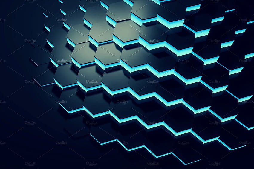 Glowing blue hexagon backgrounds HD wallpaper