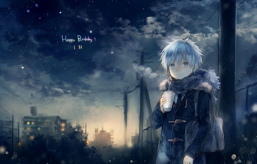Cold Anime, winter night anime boy HD wallpaper