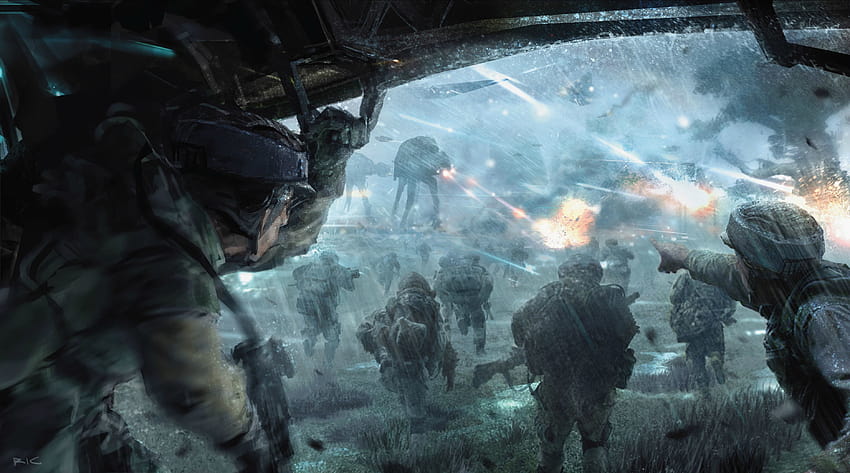 Star War Battlefront Infantry Attack Concept Art, Star Wars Battlefront бунтовнически войници HD тапет