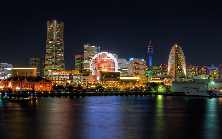 Japonya Tokyo şehir manzaraları Yokohama Minato Mirai 21 HD duvar kağıdı