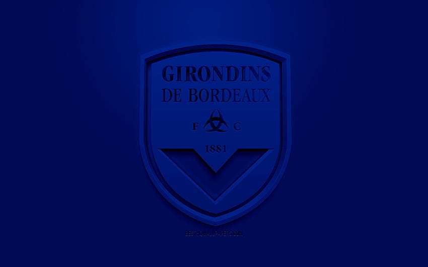 FC ジロンダン・ド・ボルドー、クリエイティブな 3D ロゴ、青、 高画質の壁紙
