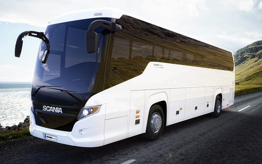 Scania Touring, 2017, autobus turistico, nuovi autobus, trasporto passeggeri con risoluzione 2560x1600. Alta qualità Sfondo HD