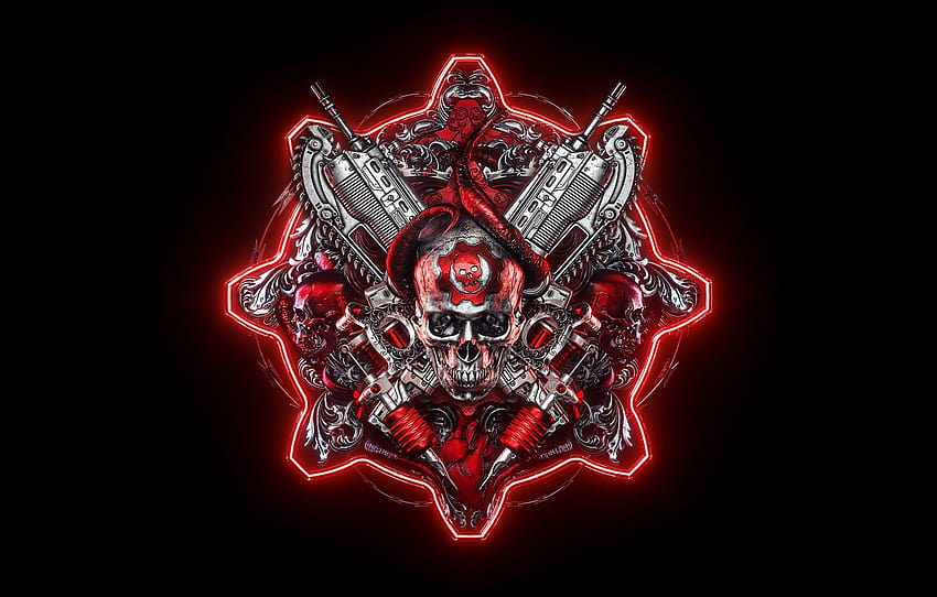 skull, logo, logo, logo, Gears of War, video game, shooter , section игры, gears of war logo HD wallpaper