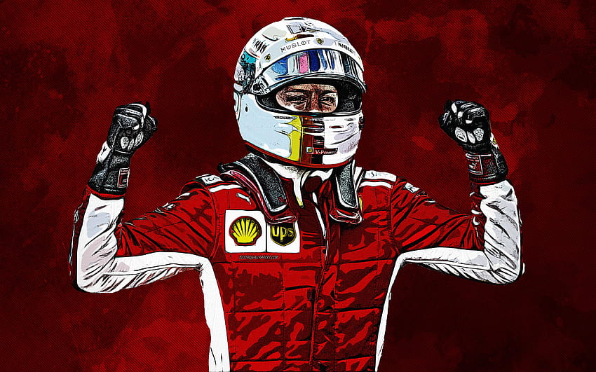 Sebastian Vettel, arte, desenho, grunge art papel de parede HD