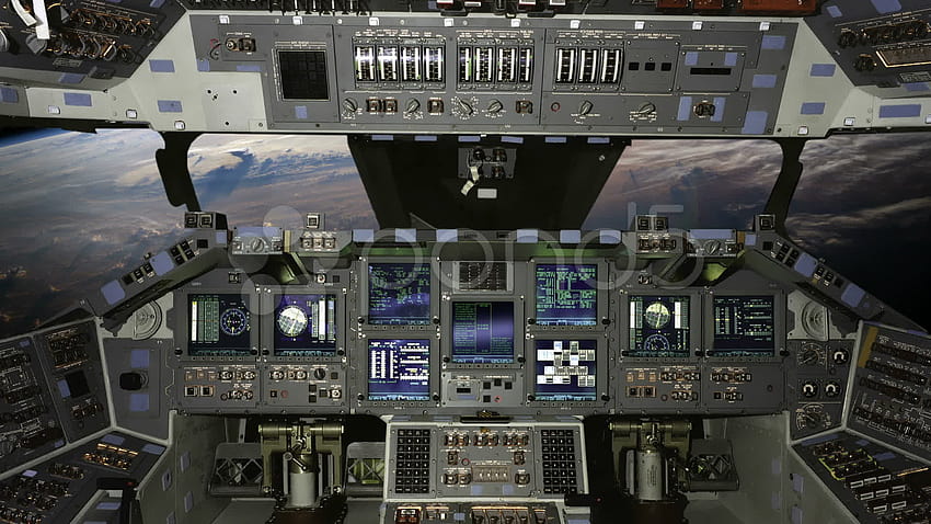 Видео: Изглед от пилотската кабина на космическата совалка с инструменти, измервателни уреди и изглед HD тапет