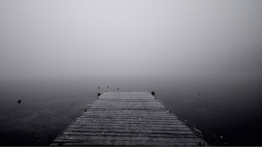 Pier Uncertainty Fog Preto, nevoeiro de madeira do cais papel de parede HD
