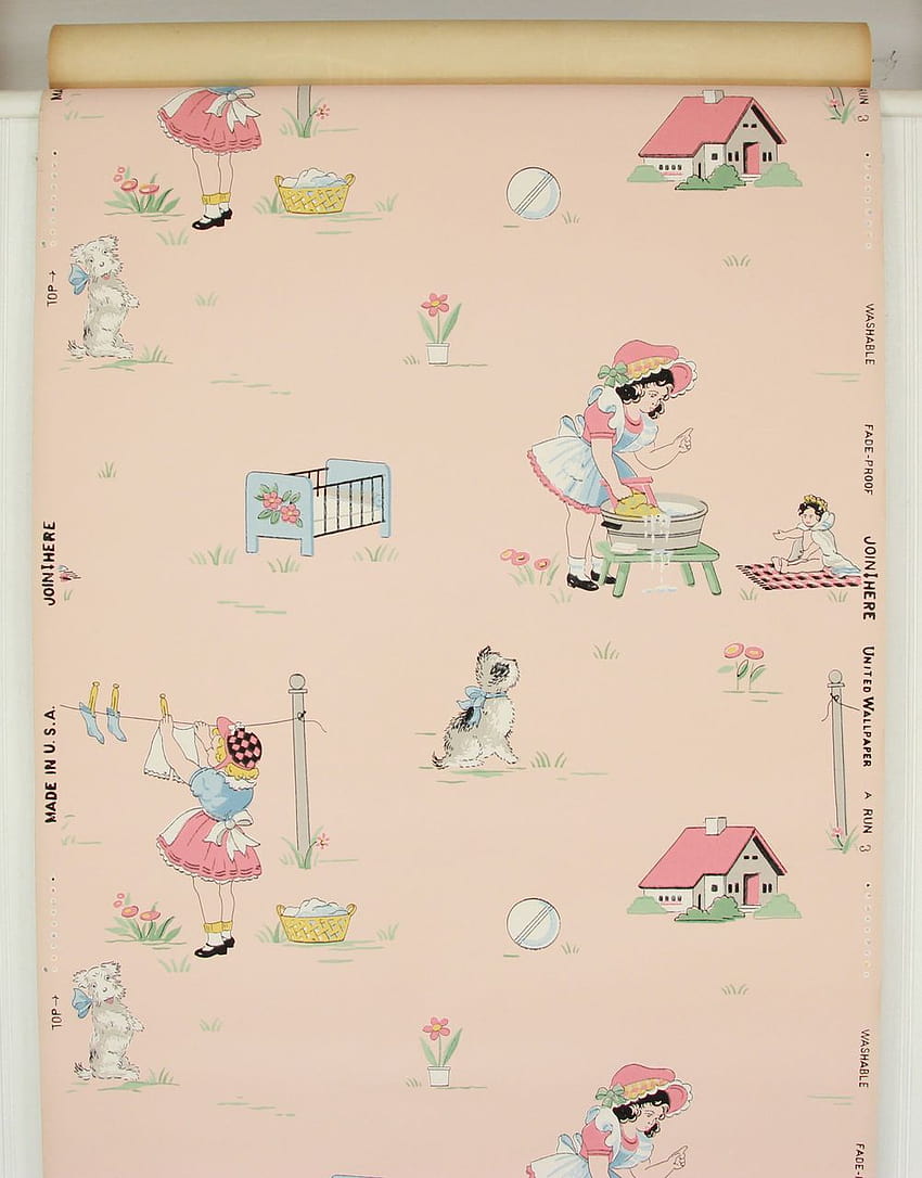 1940's Vintage Children's Nursery on Pink, 1940s summer HD phone wallpaper