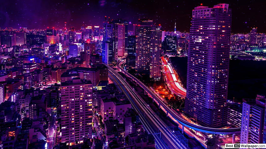 Notte nella città di Tokyo Sfondo HD