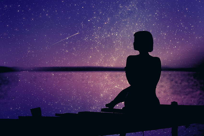 Woman Silhouette Backgrounds Sunset Stars , graphy, Backgrounds, and, women shilouette HD wallpaper