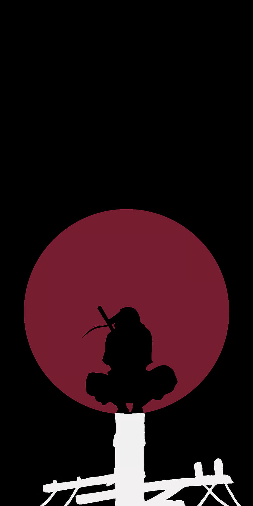 OC] Kolejny minimalistyczny Itachi. Sprawił, że księżyc był czerwony, a biegun biały, aby przypominały herb Uchiha. : Naruto, herb Tapeta na telefon HD