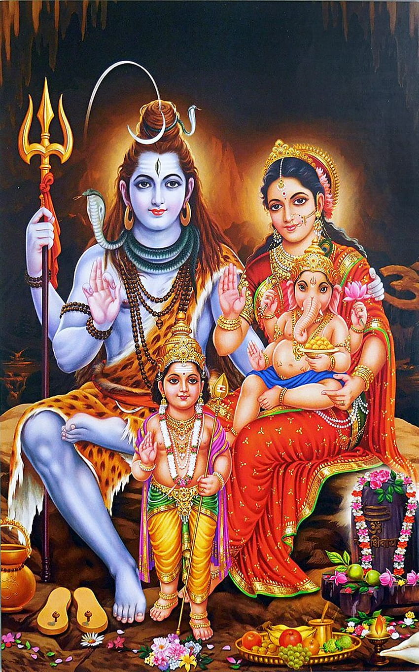 Shiva-Familie, Lord Shiva mit Familie HD-Handy-Hintergrundbild