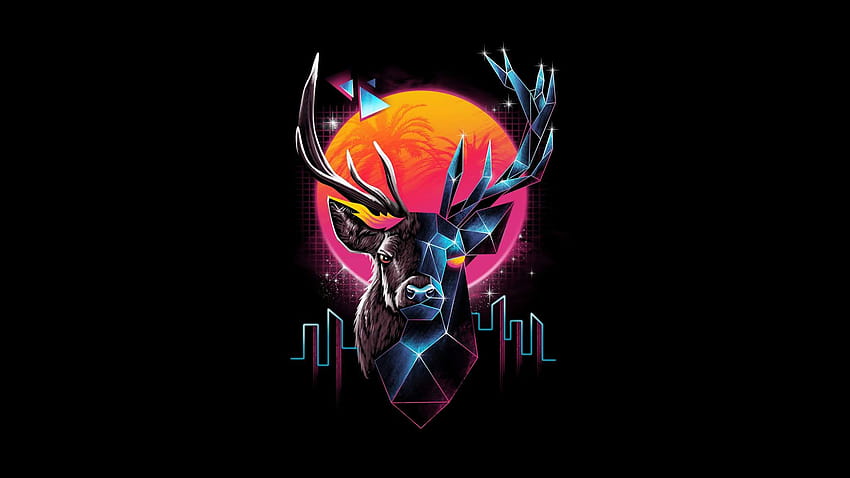Deer Retro Abstract HD wallpaper