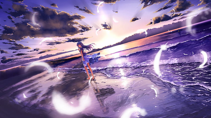Papel de parede : Anime, Meninas anime, agua, floresta, céu