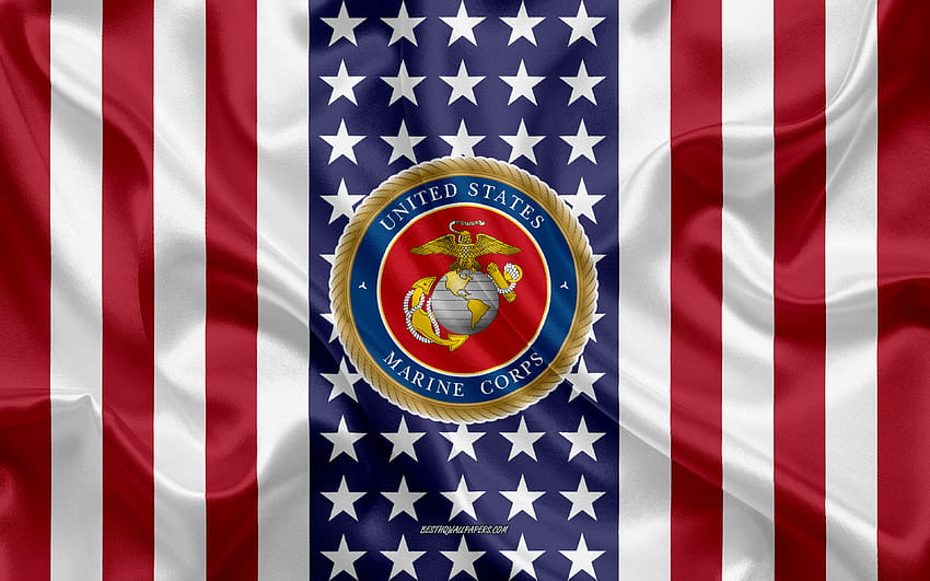Godło Korpusu Piechoty Morskiej Stanów Zjednoczonych, flaga amerykańska, logo Korpusu Piechoty Morskiej Stanów Zjednoczonych, USA, Godło Korpusu Piechoty Morskiej Stanów Zjednoczonych o rozdzielczości 3840x2400. Wysoka jakość, morskie logo Tapeta HD