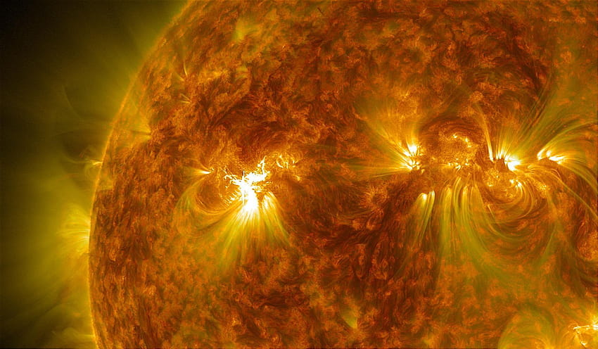Sonneneruptionssonne Feuerglühen psychedelischer Raum abstrakter Stern HD-Hintergrundbild