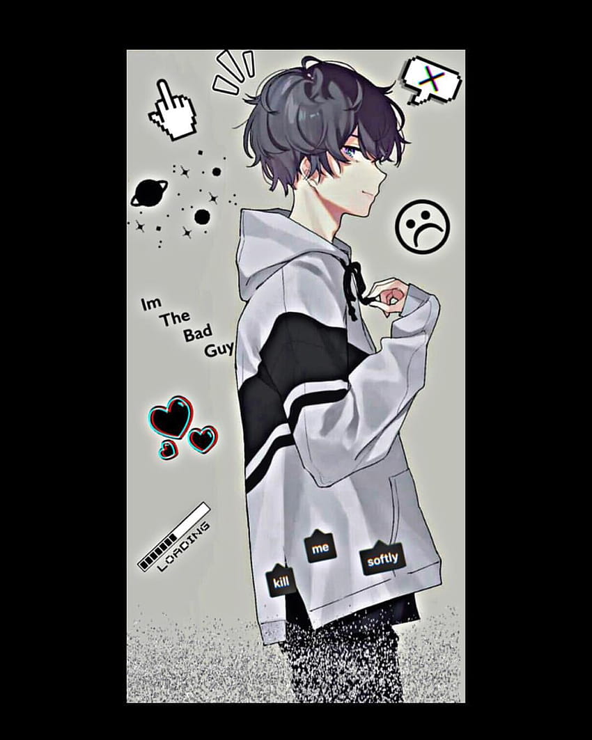 Anime Boy, aesthetic anime boy, aesthetic boy, black, japanese writing, sad  anime boy, HD phone wallpaper | Peakpx