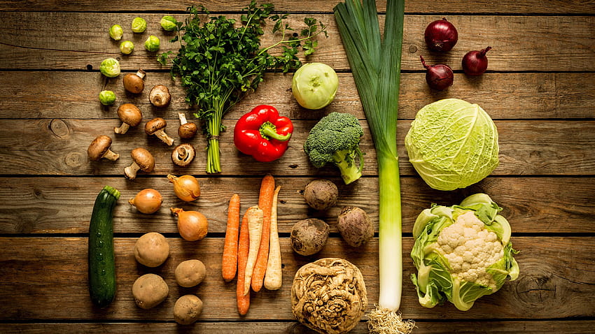 Vegetables, carrots, mushrooms, potatoes, broccoli, cauliflower HD wallpaper