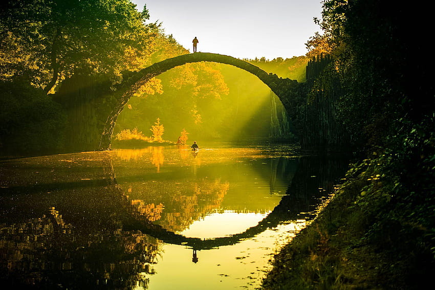 Jembatan iblis, Rakotzbrücke, Jerman Penuh dan, latar belakang deutschland Wallpaper HD