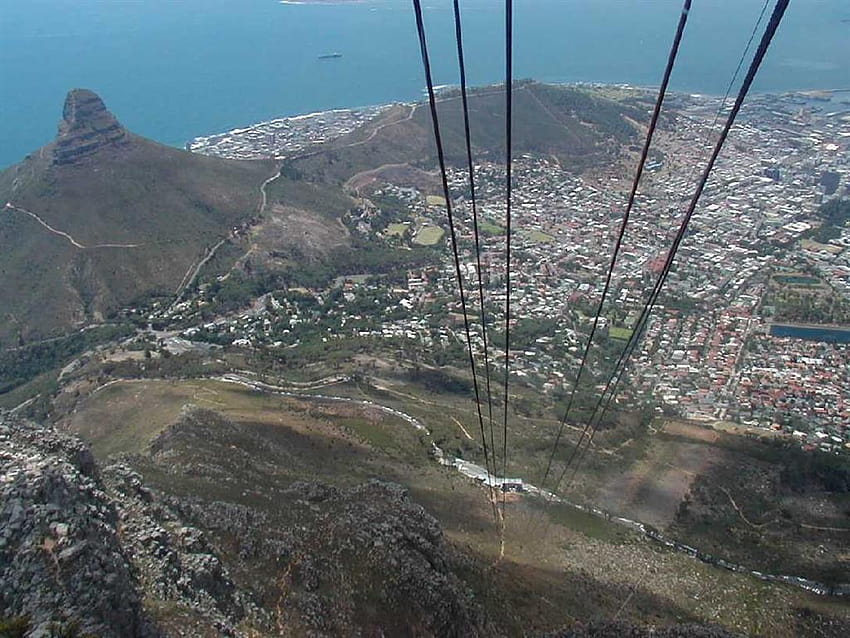 cable car descending from Table Mountain HD wallpaper