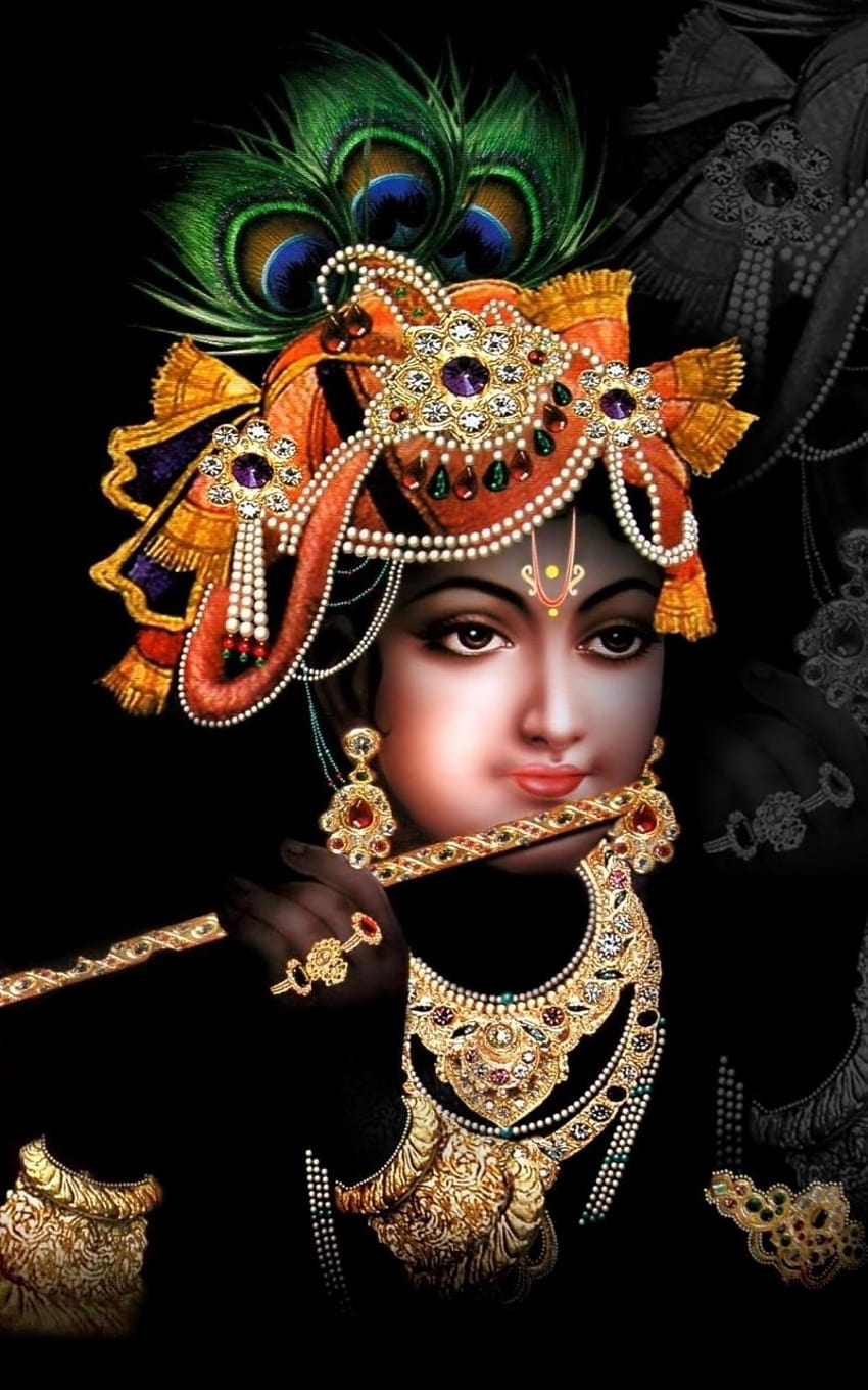 검은 배경의 Shri Krishna [2400x1800], 모바일 및 태블릿, 영주 크리슈나 스마트폰용 HD 전화 배경 화면