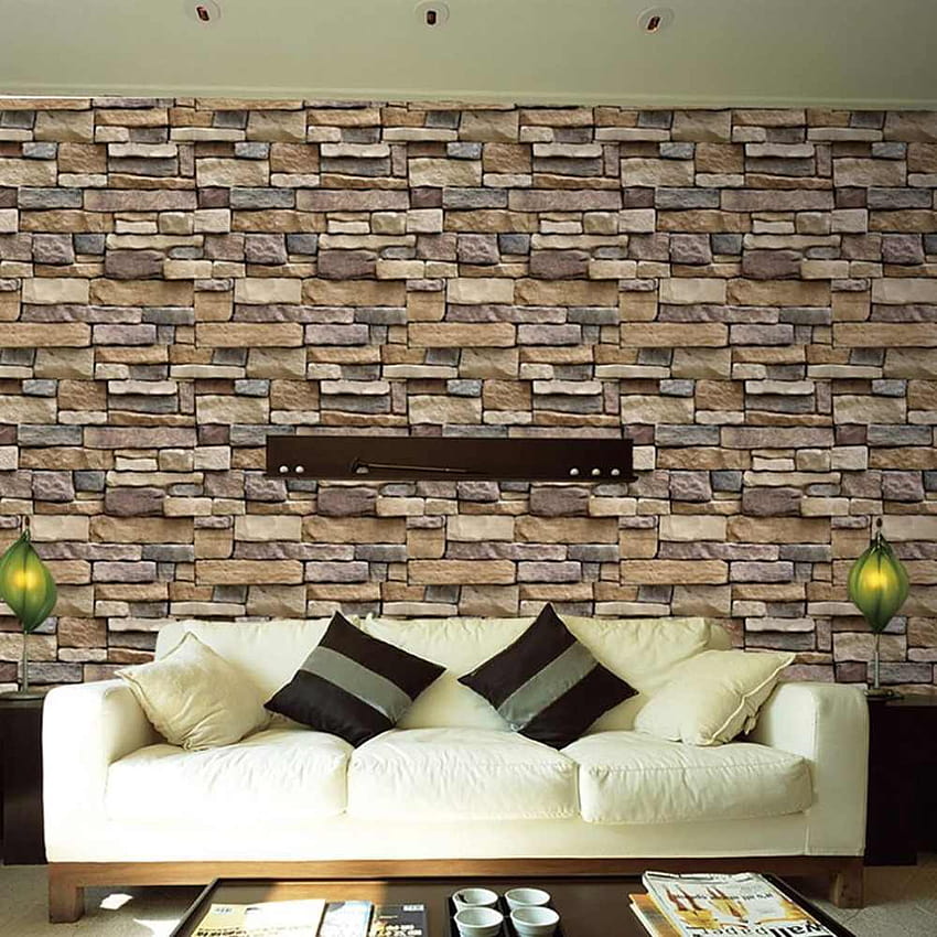 Adesivo de parede PVC removível de tijolos de pedra 3D para decoração de casa Papel de parede artístico para quarto Sala de estar Fundos Decalque Papel de parede de celular HD
