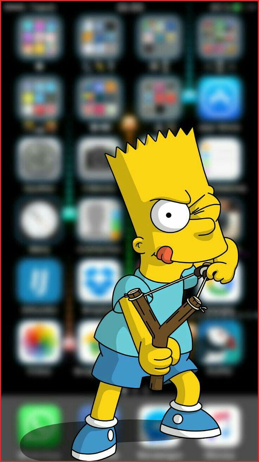 Download Sad Bart Simpson Phone Hearts Sneakers Wallpaper