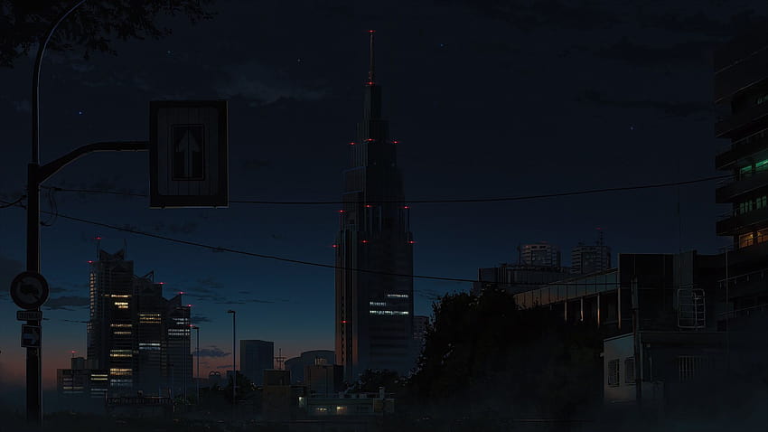 Anime Notte Urbano Paesaggio Cielo Città Kimi No Na Wa Il tuo nome Sfondo HD