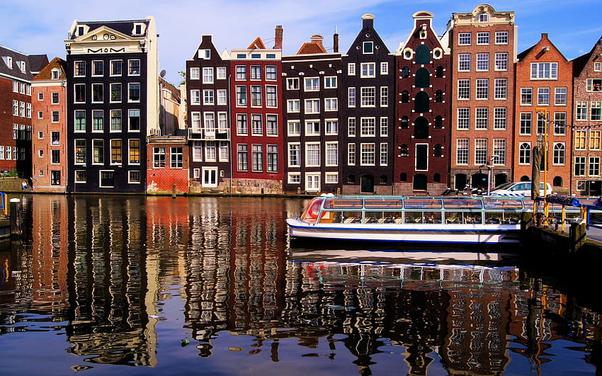 อัมสเตอร์ดัมที่มีความละเอียดสูง คลองอัมสเตอร์ดัม ฤดูร้อน วอลล์เปเปอร์ HD