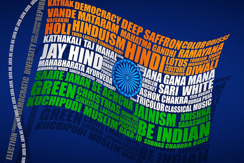 インドの背景。 インドの旗、アショカ ホイール & マップ、アショカ チャクラ 高画質の壁紙