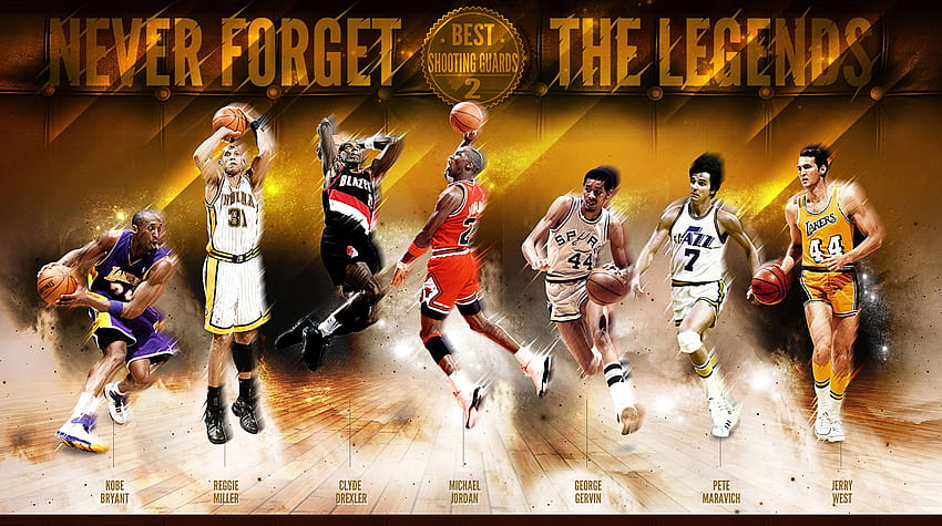 4 NBA Legends, 90s basketball HD wallpaper