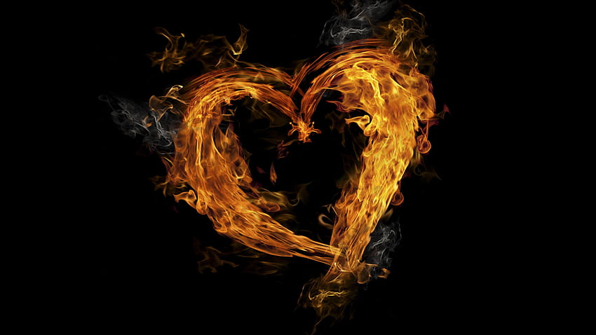Fire, flame, love heart 5120x2880 U , love flame HD wallpaper