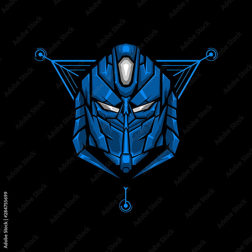 robot head gaming mascot or twitch profile. robot head e sports logo design for badge or apparel and t shirt. modern and futuristic robot with sacred geometry vector illustration Stock Vector HD phone wallpaper