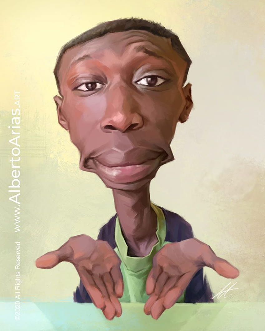 ล้อเลียน Khaby Lame โดย AlbertoAriasART Caricature & Portrait Artist วอลล์เปเปอร์โทรศัพท์ HD