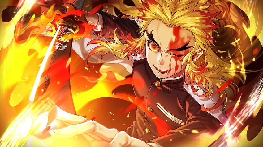 Matador de Demônios  Kyojuro Rengoku Hashira 4K baixar papel de