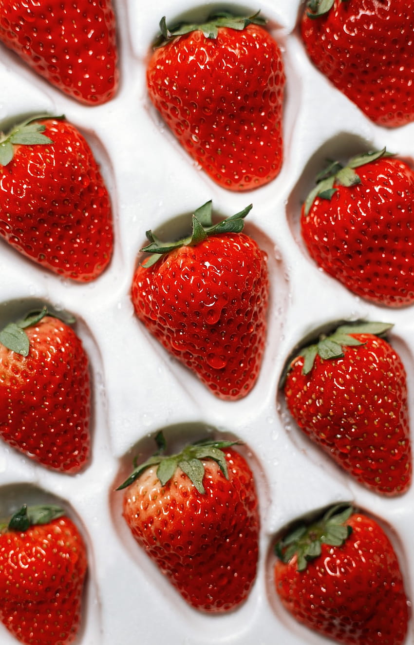 strawberries on white ceramic plate – Red, strawberries aesthetic HD phone wallpaper