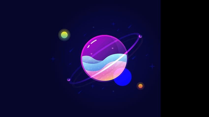 Solar system , Planets, Orbit, Minimal, Neon, Saturn, AMOLED • For You For & Mobile, neon amoled HD wallpaper
