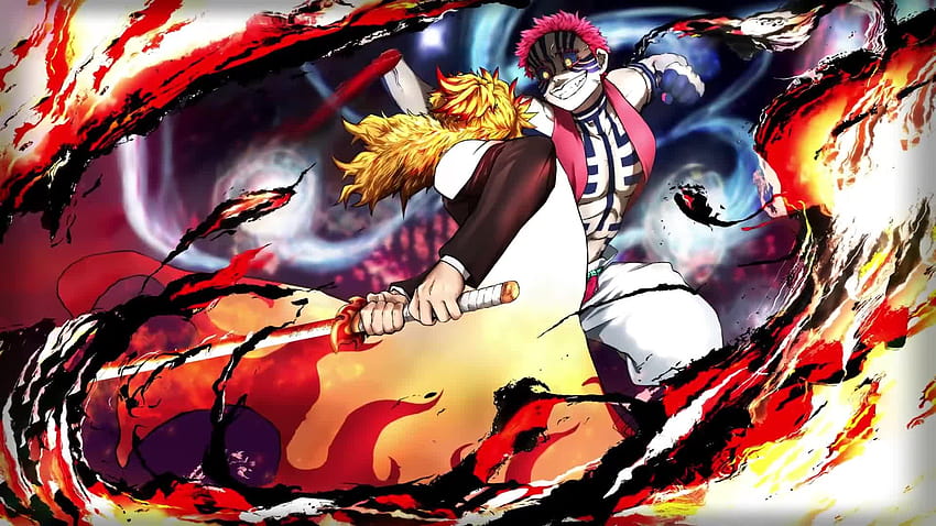 Kyojuro Rengoku vs. Akaza Battle Kimetsu no Yaiba, Akaza vs. Rengoku HD-Hintergrundbild