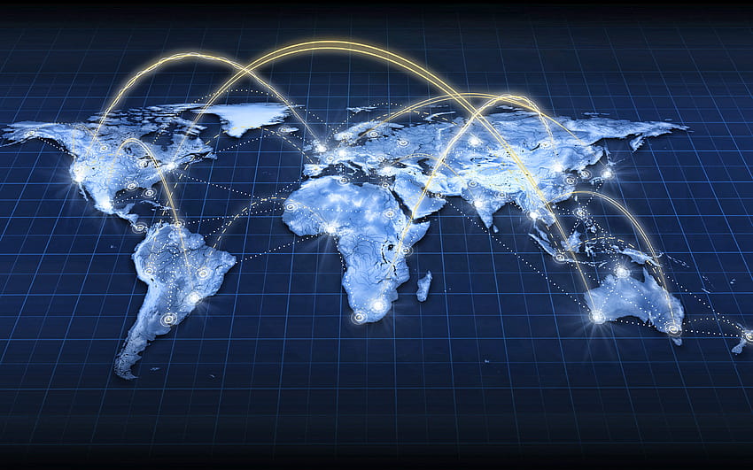 Mapa świata, koncepcje sieci, koncepcje sieci społecznościowych, mapa świata 3D, technologia Mapa świata, koncepcje internetowe, sieć, koncepcje mapy świata z rozdzielczością 2560x1600. Wysoka jakość, świat technologii Tapeta HD